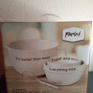 NEW IN BOX Parini Ceramic 3pcs Batter Bowl Set